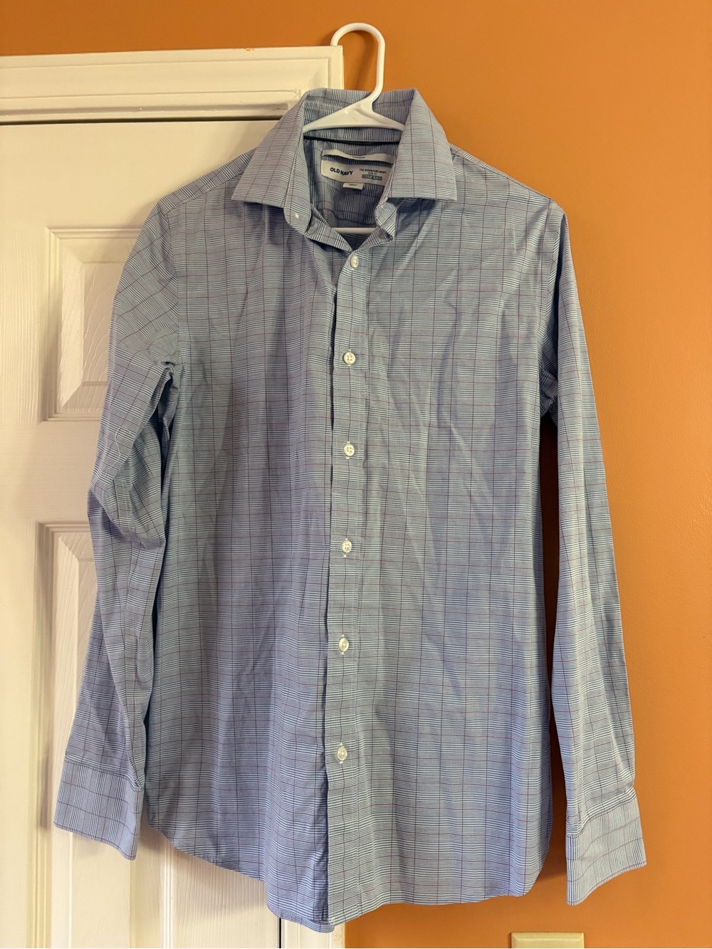 Old Navy Light Blue Windowpane Dress Shirt